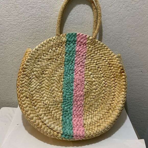 Vineyard vines Round straw shoulder bag, womens beach  Woven Bag - Picture 3 of 11